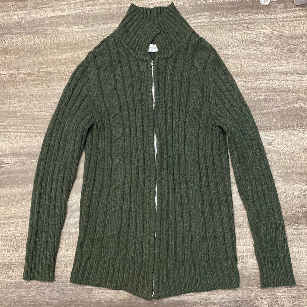 White Stag dark green sweater with zipper - Picture 1 of 5